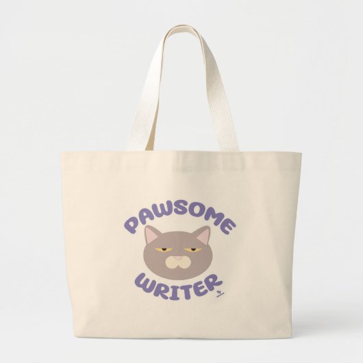 Grand Tote Bag Écrivain Pawsome Auteur épique Caractère de chat (Devant)
