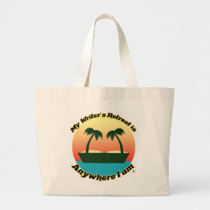 Grand Tote Bag Écrivains amusants Retraite Auteur Lifestyle Logo 