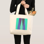 Grand Tote Bag Edgy Blue Purple Cyan Chevron Art Imprimer (Devant (produit))