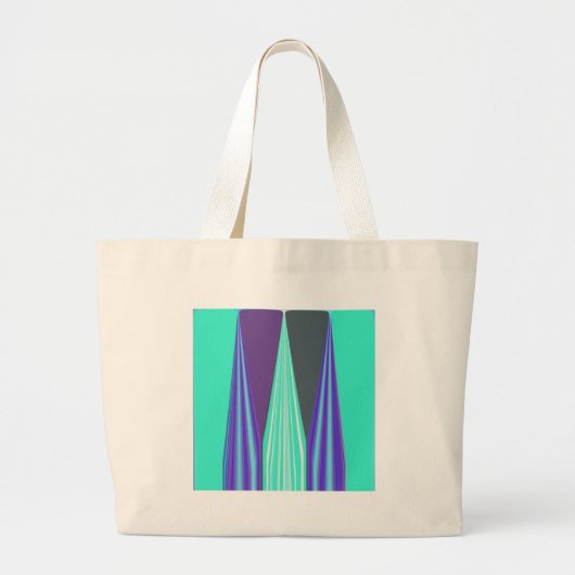 Grand Tote Bag Edgy Blue Purple Cyan Chevron Art Imprimer (Devant)