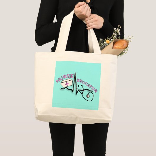 Grand Tote Bag Éducatrice QRS d'infirmière et conception de (Devant (produit))