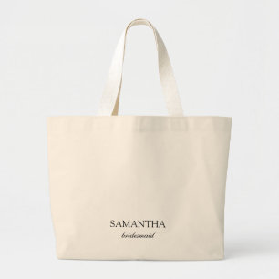 Grand Tote Bag Élégant blanc minimaliste Mariage Bridesmaid Scrip