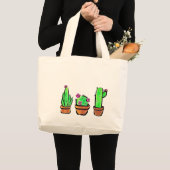 Grand Tote Bag Élégant boho Cactus cactus cactus succulents (Devant (produit))