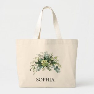 GRAND TOTE BAG ÉLÉGANT CADEAU BRIDESMAID EUCALYPTUS FOLIE