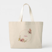 Grand Tote Bag Elegant Floral Butterfly Rose Gold – Personalized (Dos)