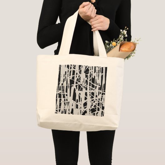 Grand Tote Bag Élégant mignon Simple Noir & Gris (Devant (produit))