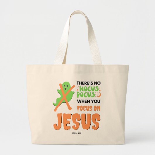 Grand Tote Bag Élégant NO HOCUS POCUS Christian Halloween (Devant)