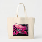 GRAND TOTE BAG ELÉGANT PEACOCK EN ROSE, FUCHSIA, NOIR (Devant)