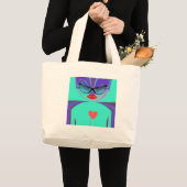 Grand Tote Bag Élégant Portrait De Dame : Une Oeuvre Colorée (Devant (produit))