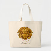 Grand Tote Bag Elégant Script Medusa Haute Couture Chic Noir (Devant)
