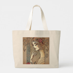 Grand Tote Bag Élégante et élégante dame Vintage Impression