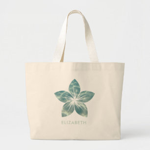 Grand Tote Bag Elégante fleur Ocean frangipani Personnalisée