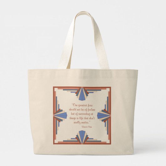 Grand Tote Bag Éléments Art déco en or rose & bleu (Dos)