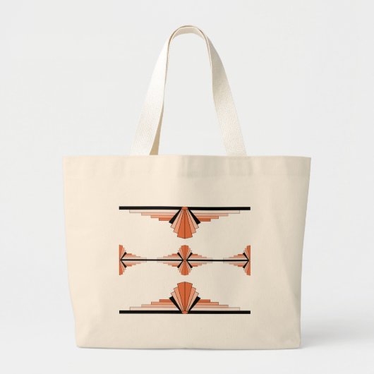Grand Tote Bag Éléments Art déco en orange pastel (Devant)