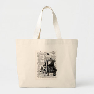 Grand Tote Bag Elephant avec Howdah Dictionary Art