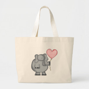 Grand Tote Bag Éléphant avec le ballon de coeur