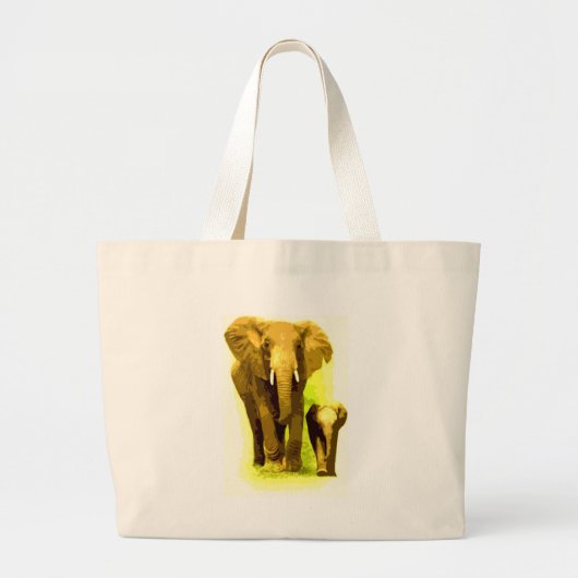 Grand Tote Bag Elephant & Baby Elephant Walking (Devant)