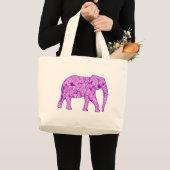 Grand Tote Bag Eléphant fleur - améthyste violet (Devant (produit))