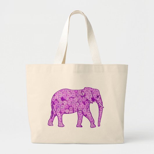 Grand Tote Bag Eléphant fleur - améthyste violet (Devant)