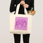 Grand Tote Bag Eléphant fleur - améthyste violet (Devant (produit))