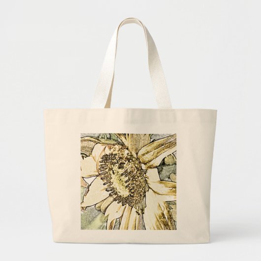 Grand Tote Bag Éléphant Fourre-tout de tournesol (Devant)