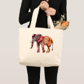 Grand Tote Bag Eléphant multicolore coloré (Devant (produit))