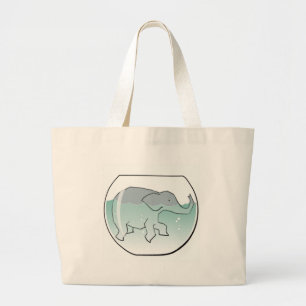 Grand Tote Bag Éléphant nageant autour dans la cuvette de poisson