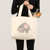 Grand Tote Bag Éléphant rose de beau bébé (Devant (produit))