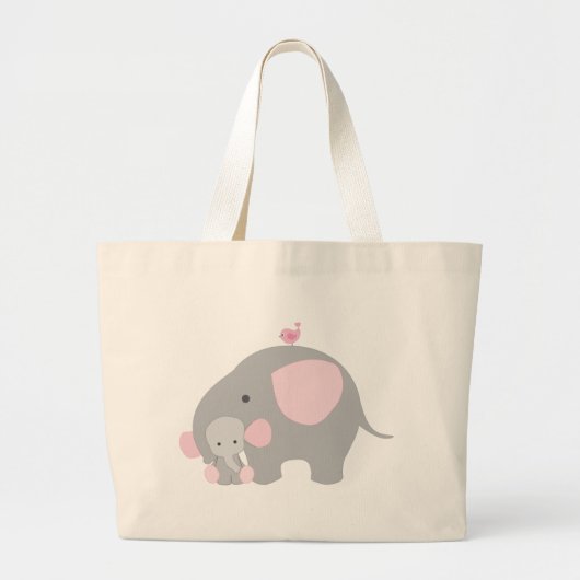 Grand Tote Bag Éléphant rose de beau bébé (Devant)