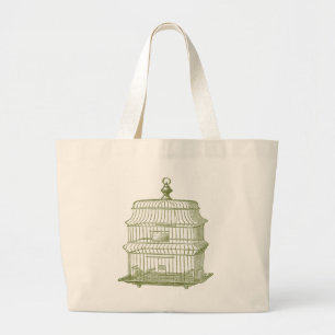 Grand Tote Bag éléphant vert fourre-tout de cage à oiseaux