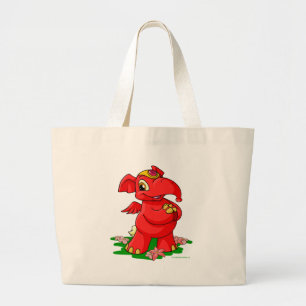 Grand Tote Bag Elephante rouge joyeux dans Shenkuu