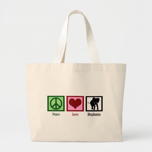 Grand Tote Bag Eléphants d'amour pour la paix (Devant)
