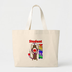 Grand Tote Bag Élève-infirmière de singe de chaussette