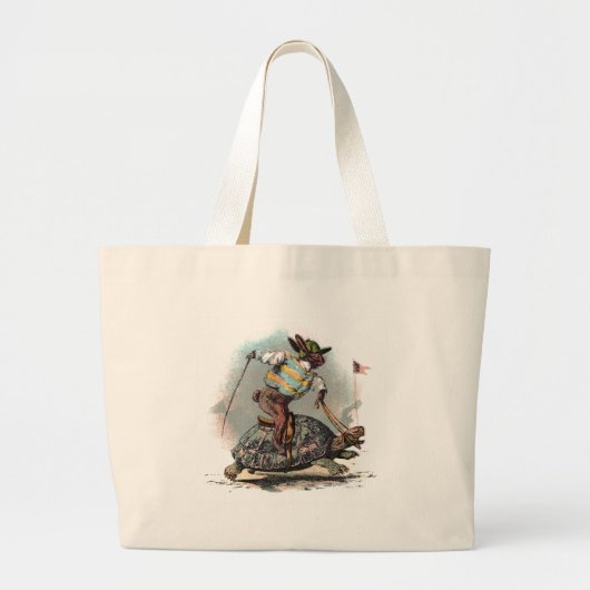 Grand Tote Bag Emballage de la tortue d'équitation de lapin (Devant)