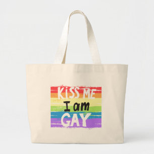 Grand Tote Bag Embrasse-moi je suis gay