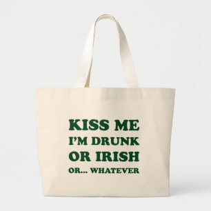 Grand Tote Bag Embrasse-Moi Je Suis Irlandais Ou Irlandais