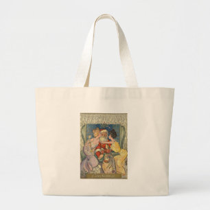 Grand Tote Bag Embrasser le Père Noël Vintage Noël