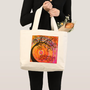 Grand Tote Bag Embrassez le voyage Whimsical Tree Inspirational