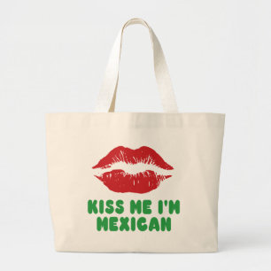 Grand Tote Bag Embrassez-moi que je suis les lèvres mexicaines