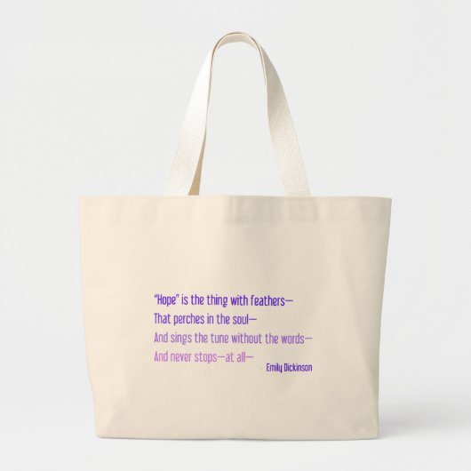 Grand Tote Bag Emily Dickinson - l'espoir est la chose avec des (Devant)