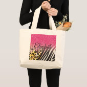 Grand Tote Bag Empreinte de léopard à la mode, zèbre rayures (Devant (produit))