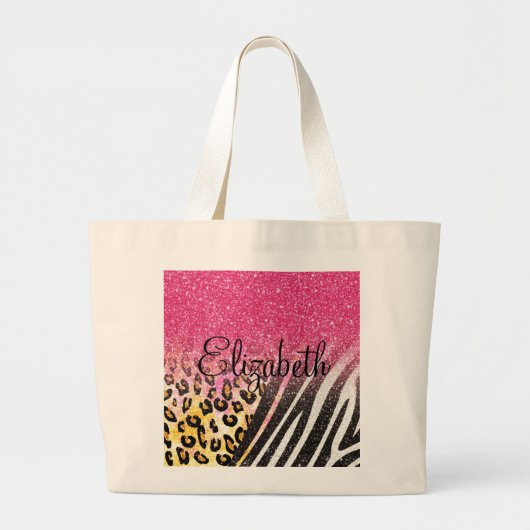 Grand Tote Bag Empreinte de léopard à la mode, zèbre rayures (Devant)