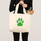 Grand Tote Bag Empreinte de patte de chien de feuillage vert (Devant (produit))