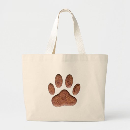 Grand Tote Bag Empreinte de patte de chien de Texture en cuir (Devant)
