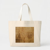 Grand Tote Bag Empreinte de patte de chien en bois sculpté (Devant)