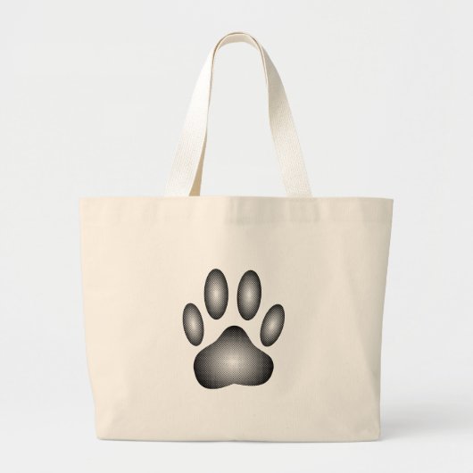 Grand Tote Bag Empreinte de patte de chien en dégradé noir et bla (Devant)