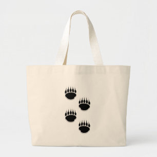 Grand Tote Bag Empreintes de pattes de l'ours noir