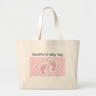 Grand Tote Bag Empreintes filles mignonnes roses