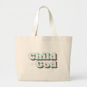 Grand Tote Bag Enfant de Dieu Inspiration Chrétienne Vintage