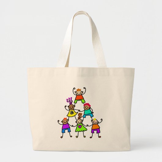 Grand Tote Bag Enfants de travail d'équipe (Devant)